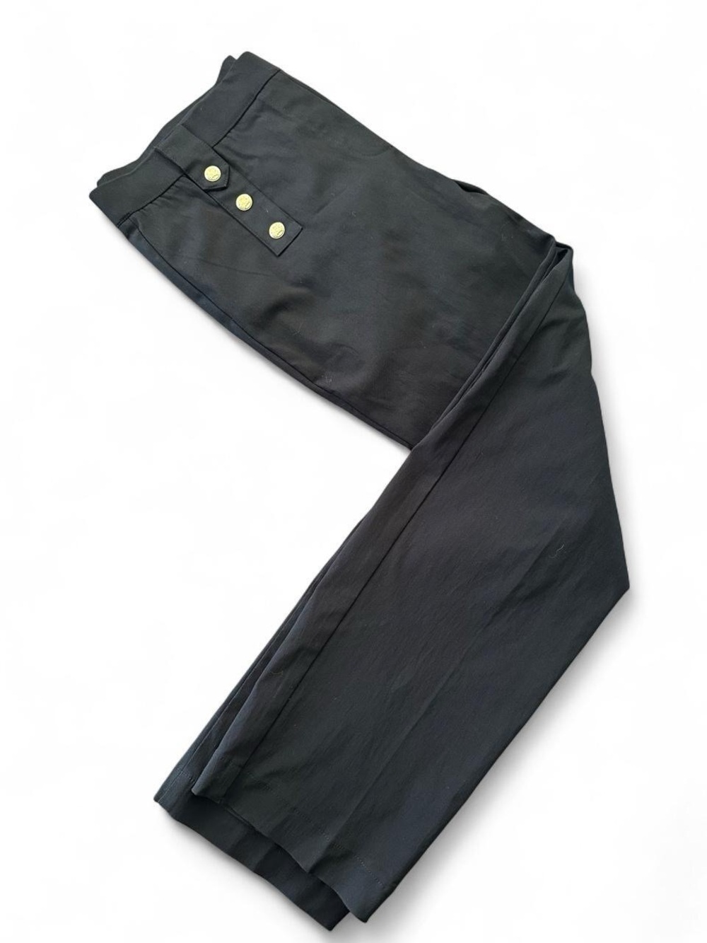 Counterparts Black Cropped Dress Pants with Gold Buttons